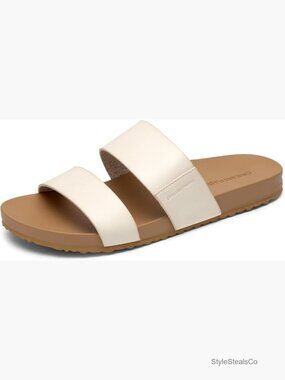 Open Toe Slide Sandals with Arch Support Cushioned Insole Lightweight Flat